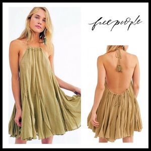 FREE PEOPLE CATCHING RAYS TUNIC DRESS, MOSS, XS